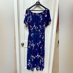 City Chic Blue Floral Maxi Dress M- 18